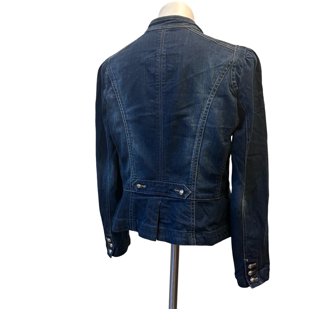NWT White House Black Market Peplum Hem Military Inspired Jean Jacket, Sz 14 - Picture 9 of 16